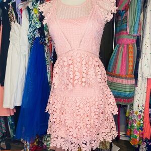 Ina Pink Floral Lace Mini Dress